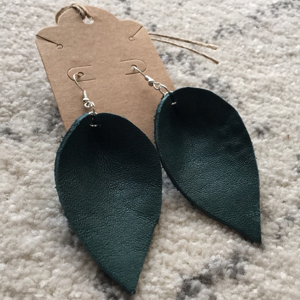 Handmade Teal petal earrings